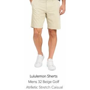 Lululemon Shorts Mens 32 Beige Golf Athletic Stretch Lightweight Casual